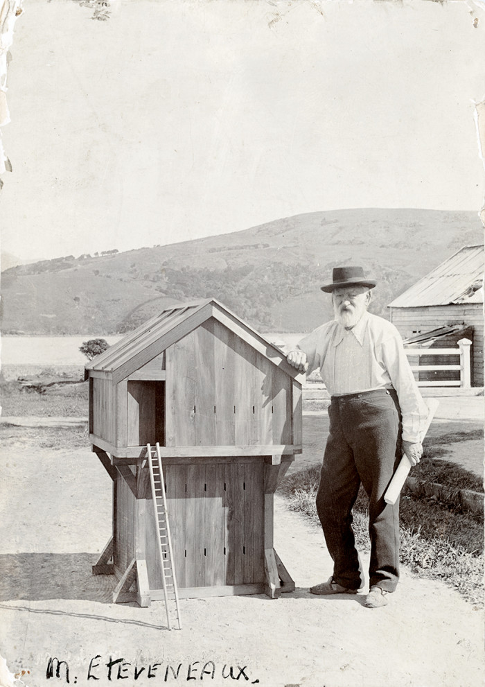 Monsieur Eteveneaux with a model Blockhouse.